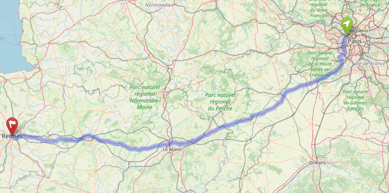 Carte Paris-Rennes